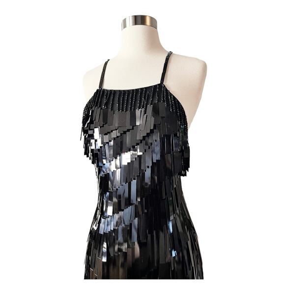 THE ATTICO Sequin Fringe Mini Dress Black Cocktail Designer Italy LBD IT 38 US 2 - Picture 11 of 16